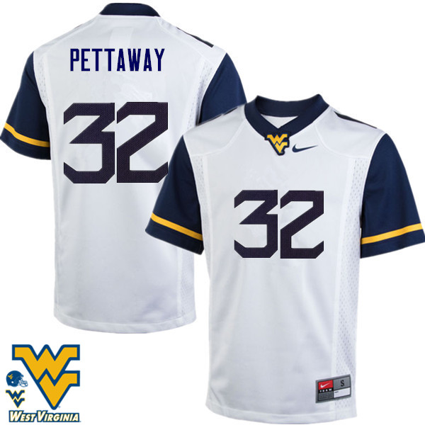 NCAA Men's Martell Pettaway West Virginia Mountaineers White #32 Nike Stitched Football College Authentic Jersey CG23I71AQ